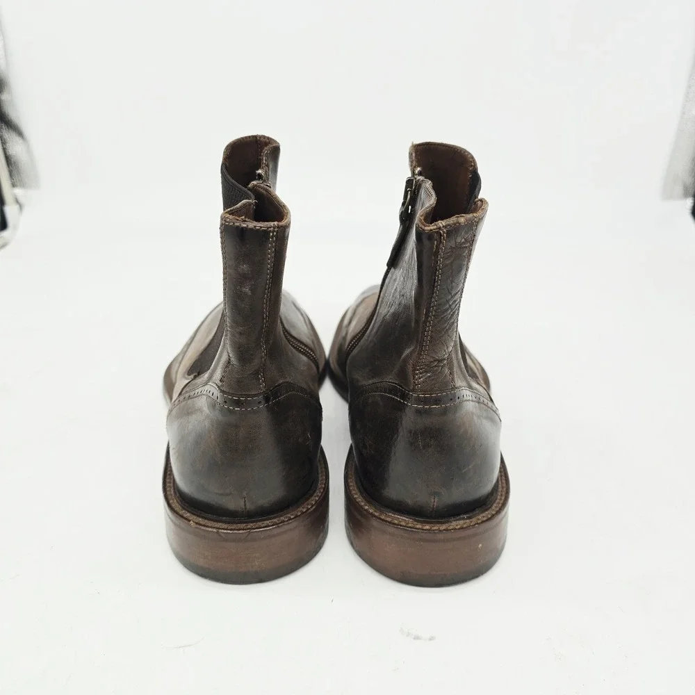 Johnston & Murphy Chelsea Boots Mens 11.5 Bryson Leather Wingtip Brown Zip Italy